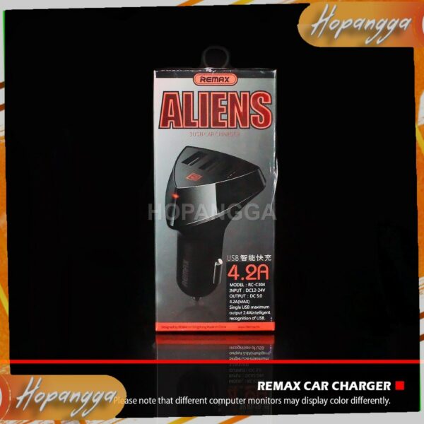 Remax Aliens RCC304 3 Port USB 4,2A Fast Charging Car Charger